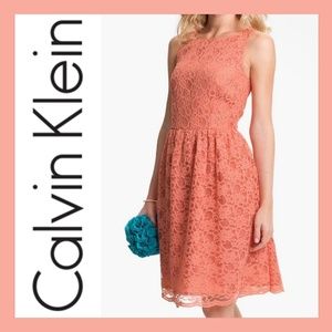 Calvin Klein Sleeveless Lace Fit & Flare Dress